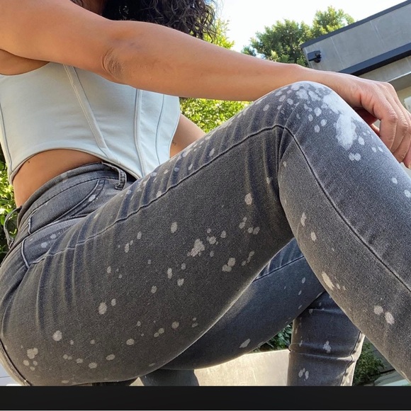 Fashion Nova Denim - Fashion Nova Women’s Curve On The Spot Paint Splatter Gray Skinny Jeans Size 20W